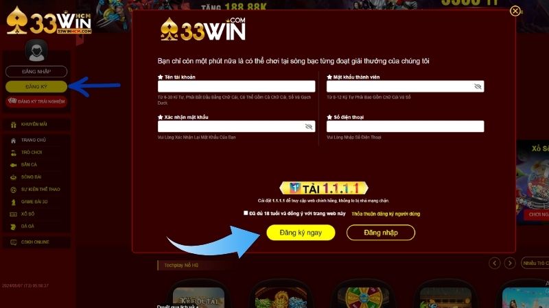 Hướng dẫn các bước đăng ký 33Win hiệu quả