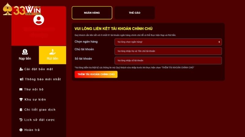 Không rút được tiền 33win phải làm sao
