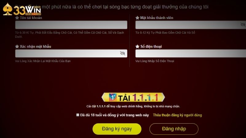 Hướng dẫn đăng ký 33Win thành công ngay lần đầu